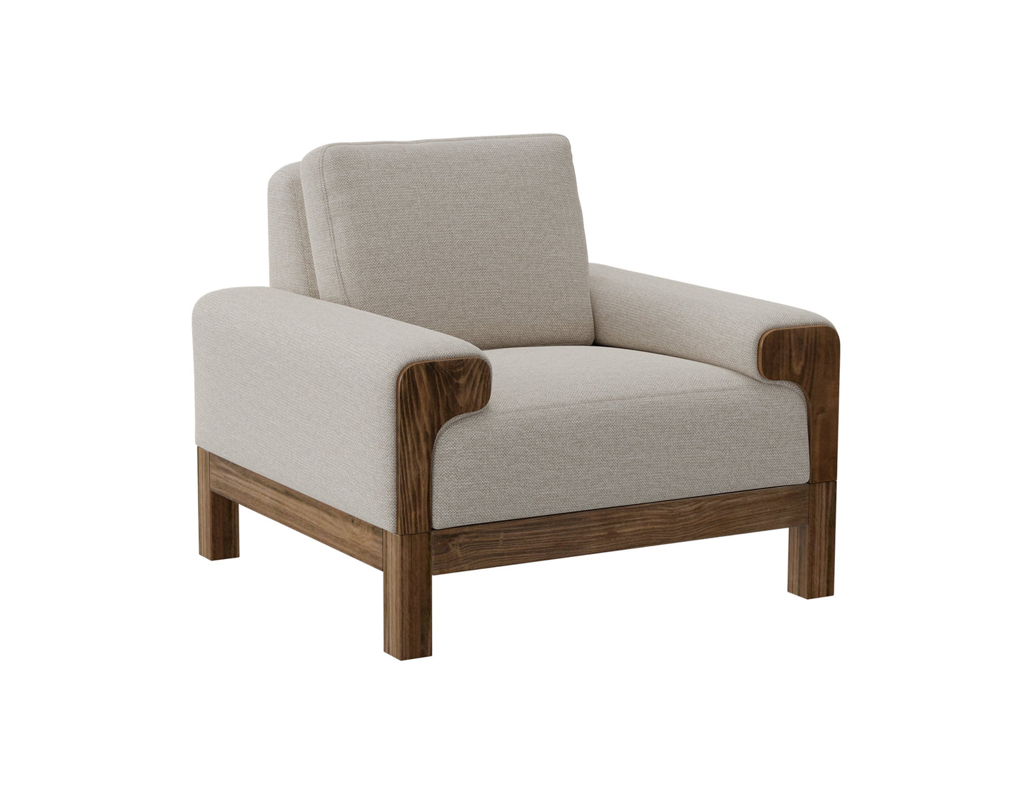 Wooden Frame & Base, Armchair - Agreeable Gray