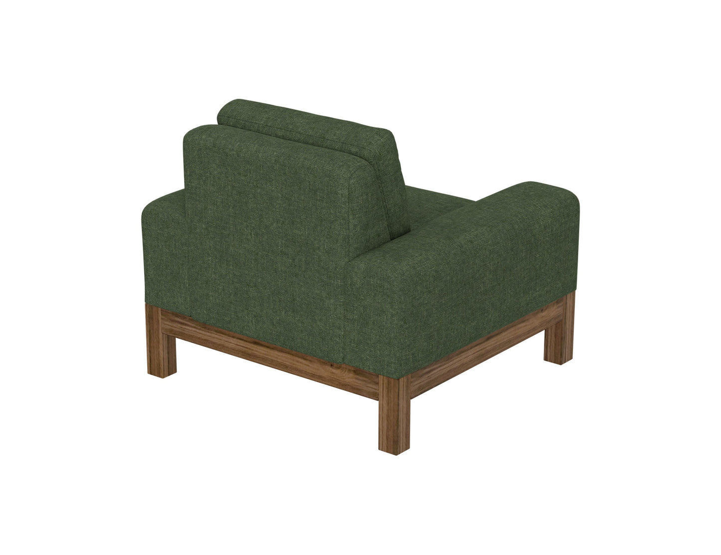Wooden Frame & Base, Armchair - Olive green