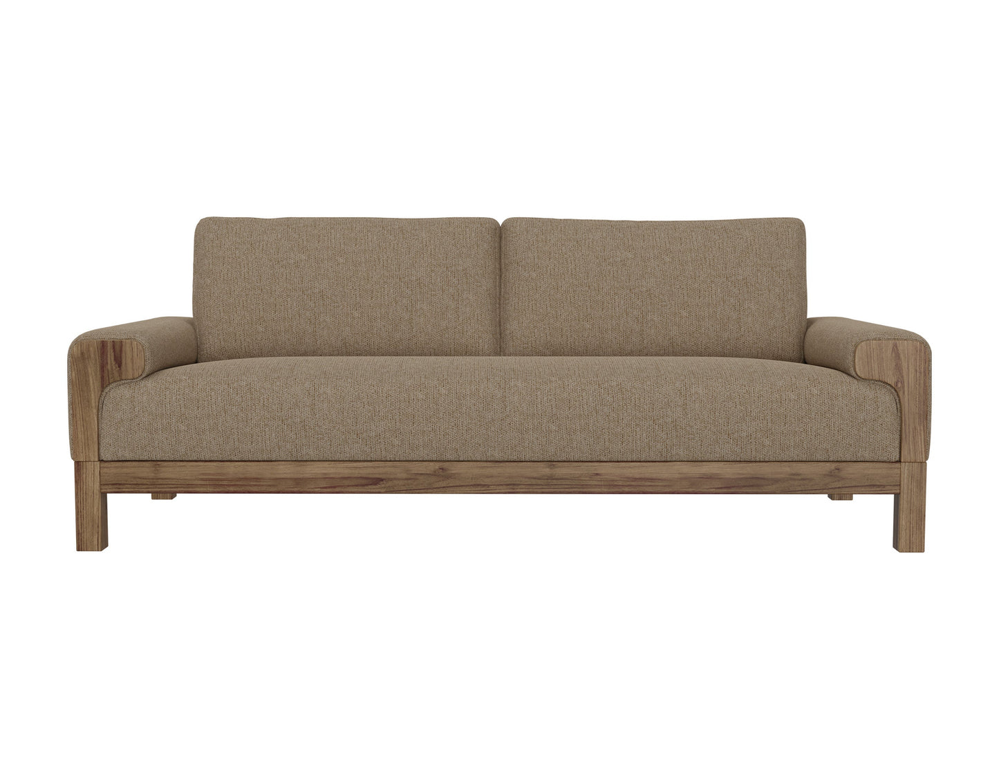 Wooden Frame & Base, Sofa - Brown Camel