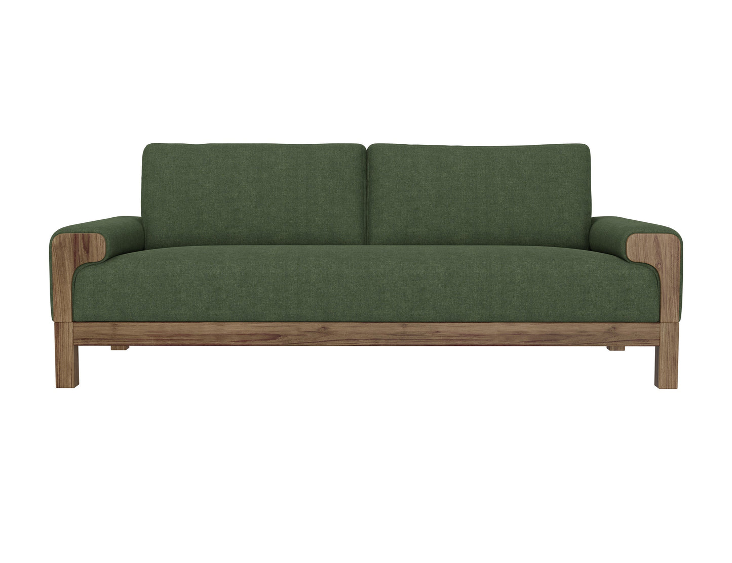 Wooden Frame & Base, Sofa - Olive Green