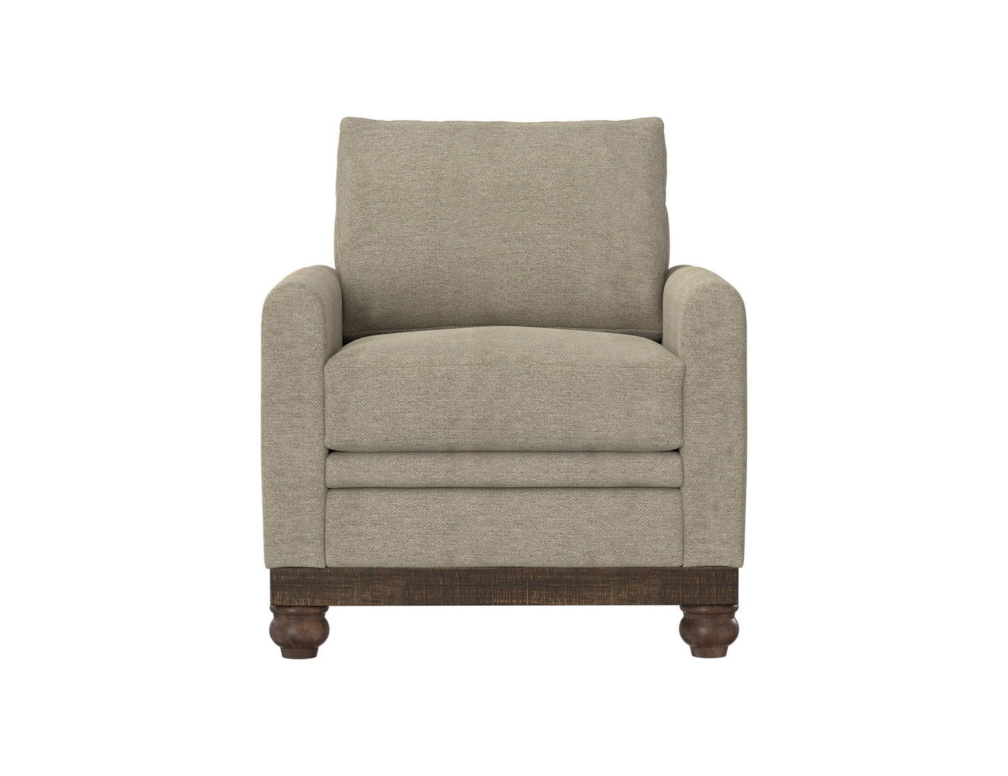 Wooden Frame & Base, Armchair - Almond Gray