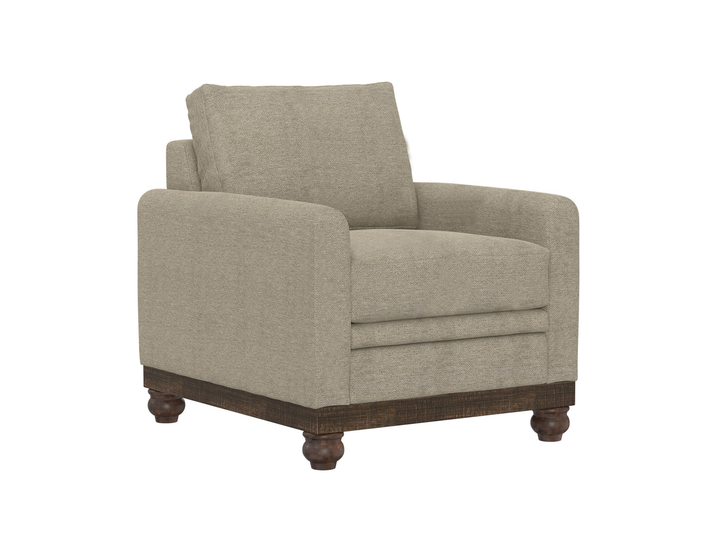 Wooden Frame & Base, Armchair - Almond Gray