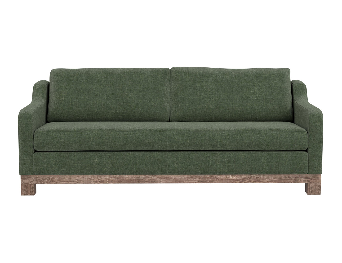 Wooden Frame & Base, Sofa - Olive Green