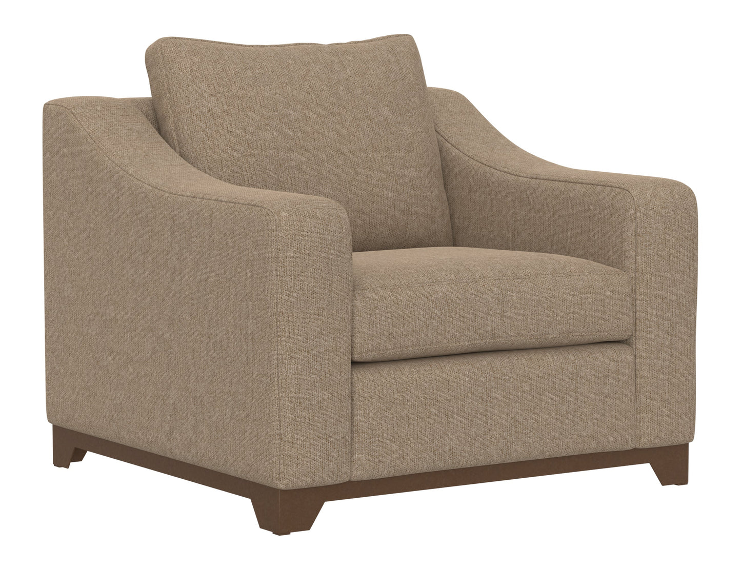 Wooden Frame & Base, Armchair - Brown Camel
