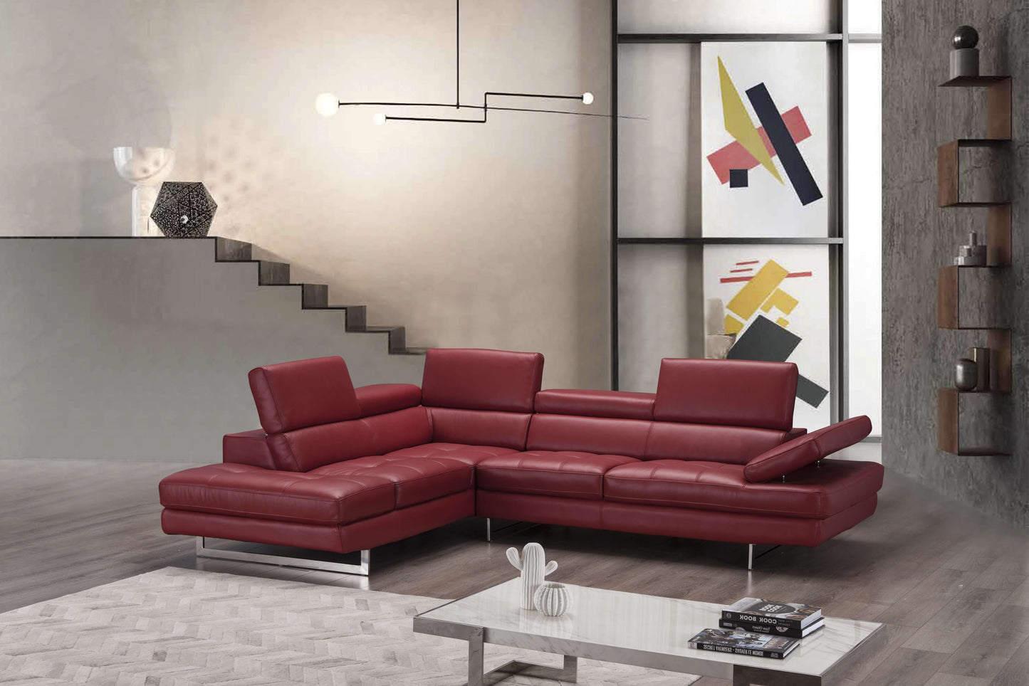 A761 Italian Leather Sectional Slate