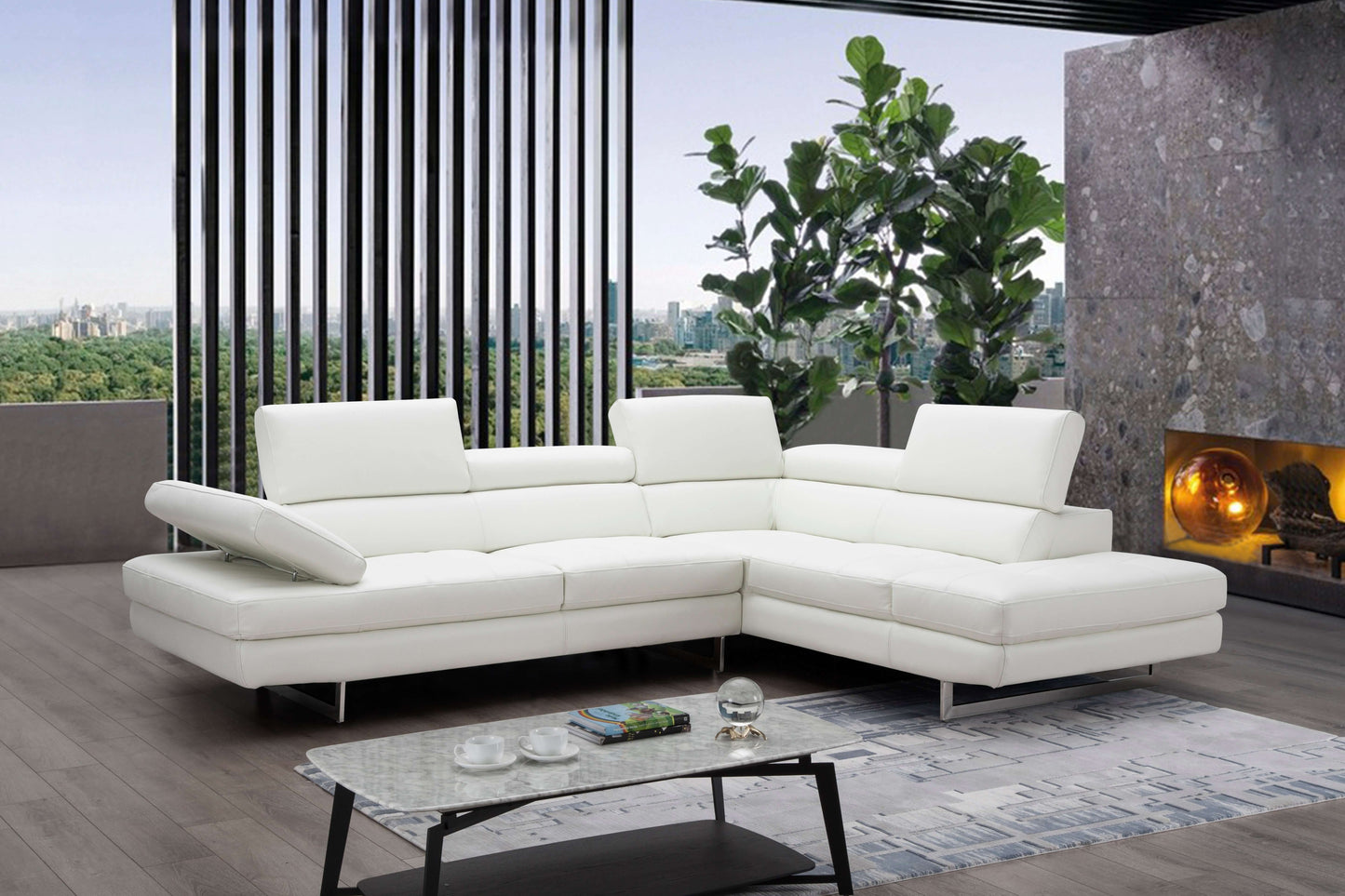 A761 Italian Leather Sectional Slate