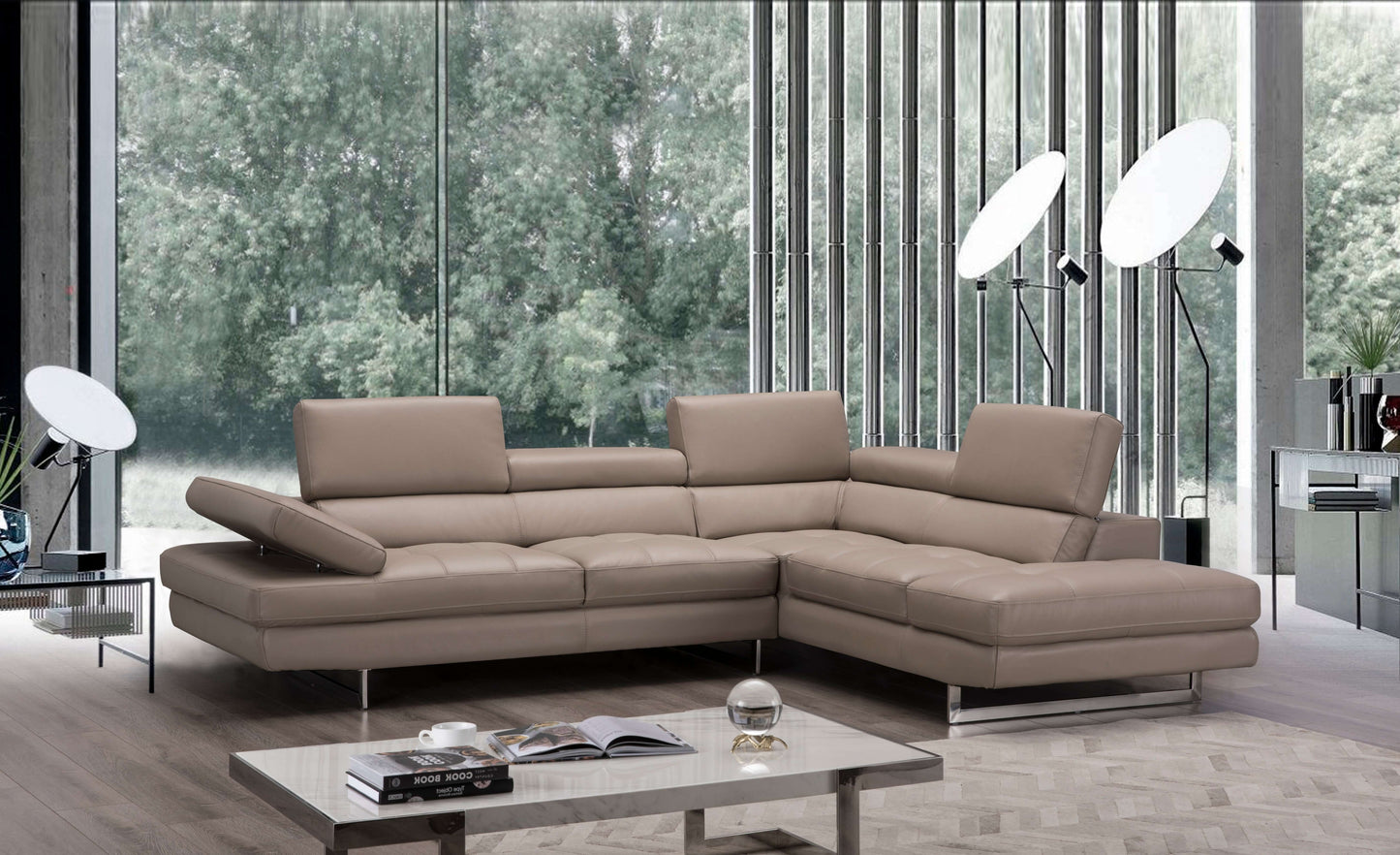 A761 Italian Leather Sectional Slate