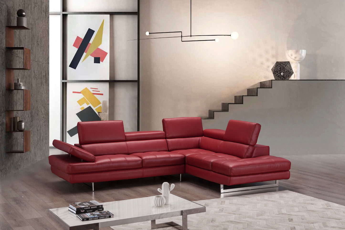 A761 Italian Leather Sectional Slate