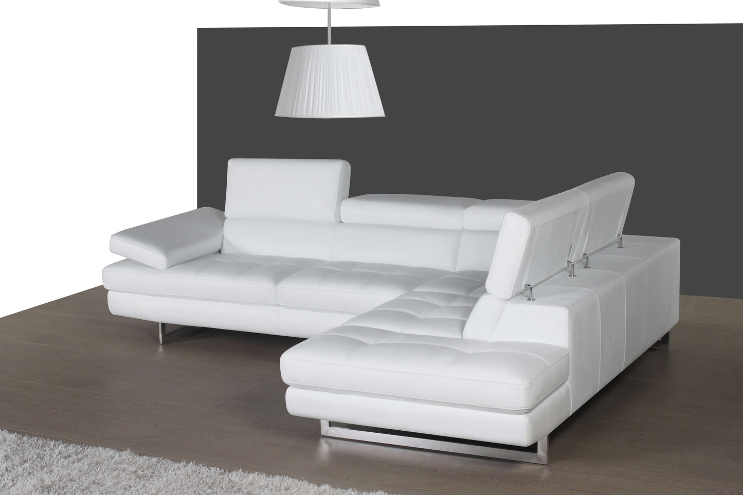 A761 Italian Leather Sectional Slate