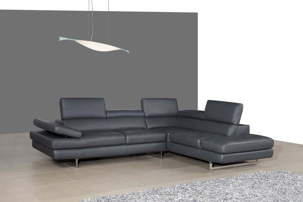 A761 Italian Leather Sectional Slate