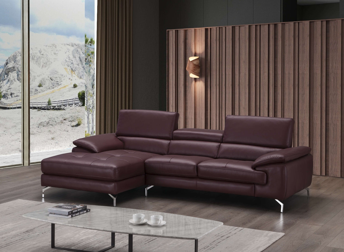 A973B Italian Leather Mini Sectional Chaise