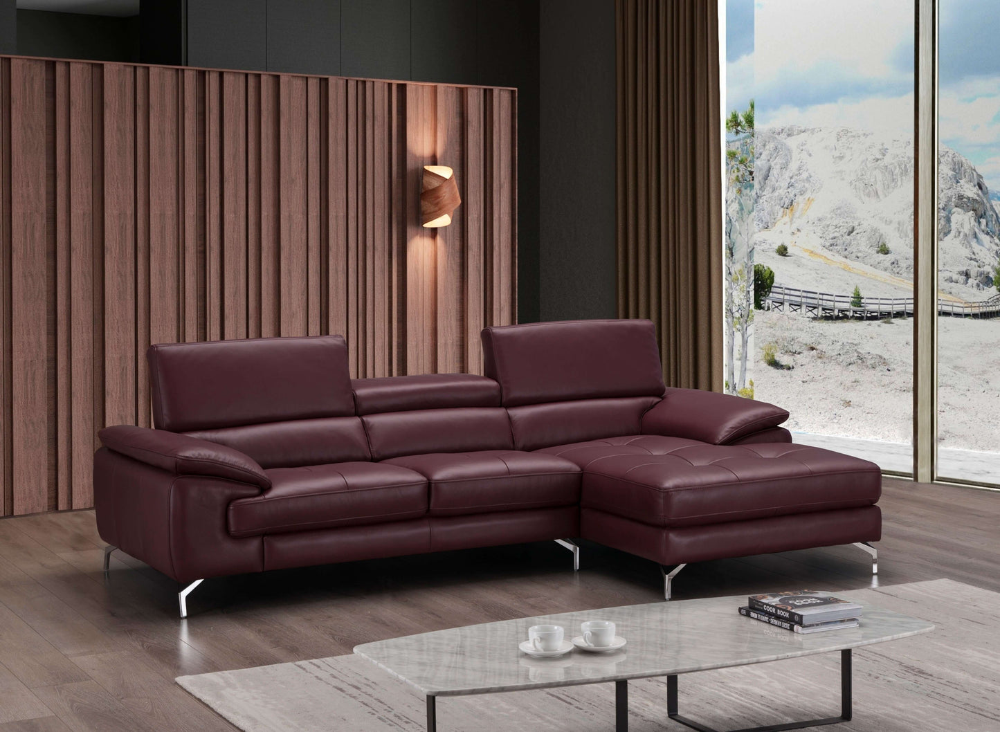 A973B Italian Leather Mini Sectional Chaise