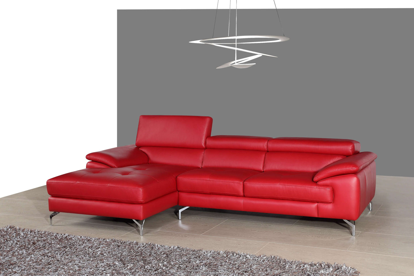 A973B Italian Leather Mini Sectional Chaise
