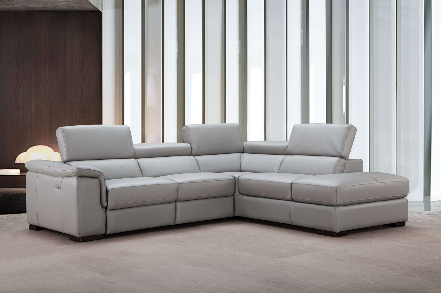 Perla Premium Leather Sectional Chaise