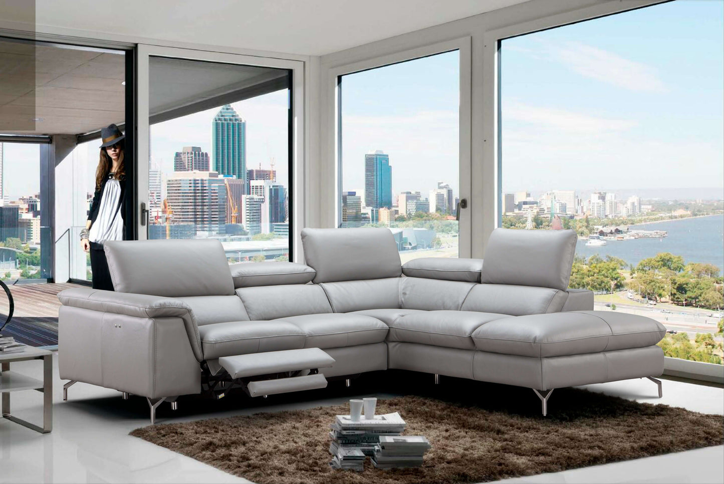 Viola Premium Leather Sectional Chaise