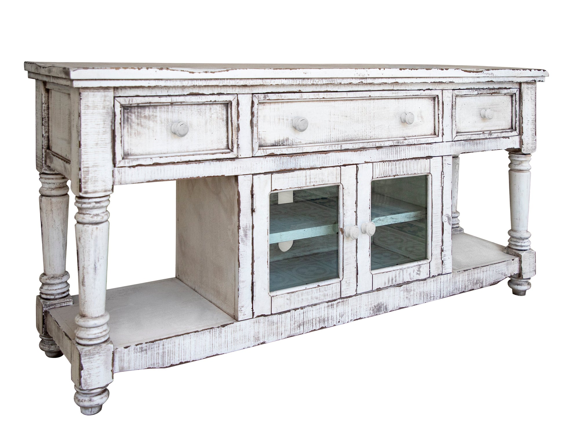 3 Drawer 2 Doors 70" TV Stand - Antique White