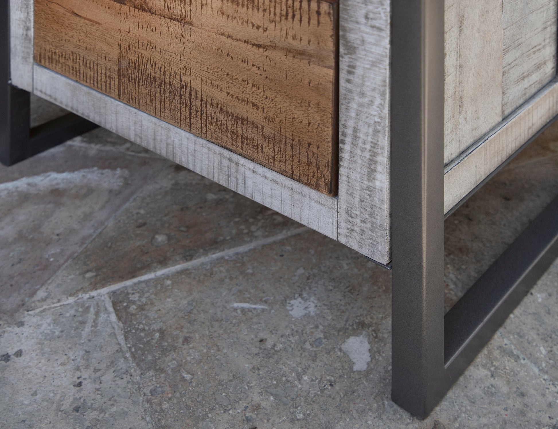 2 Drawer End Table - Honey Brown & Light Gray