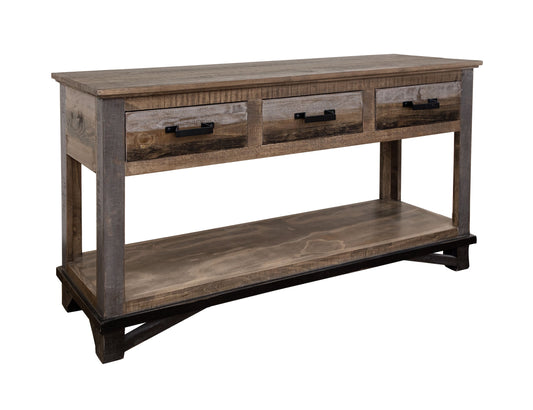 3 Drawer Sofa Table - Two Tone Gray & Brown