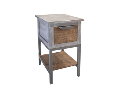 1 Drawer Chairside Table - Honey Brown & Light Gray