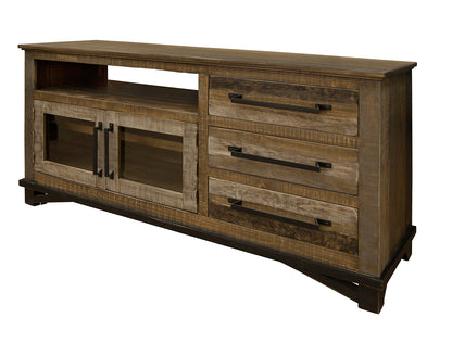 3 Drawer, 2 Doors 62" TV Stand - Two Tone Gray & Brown