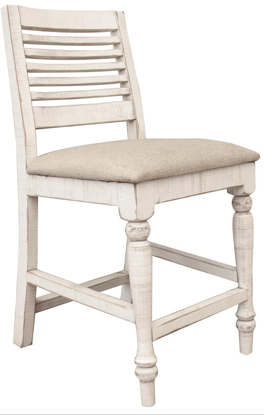 Turned Legs 24" Barstool - Antiqued Ivory