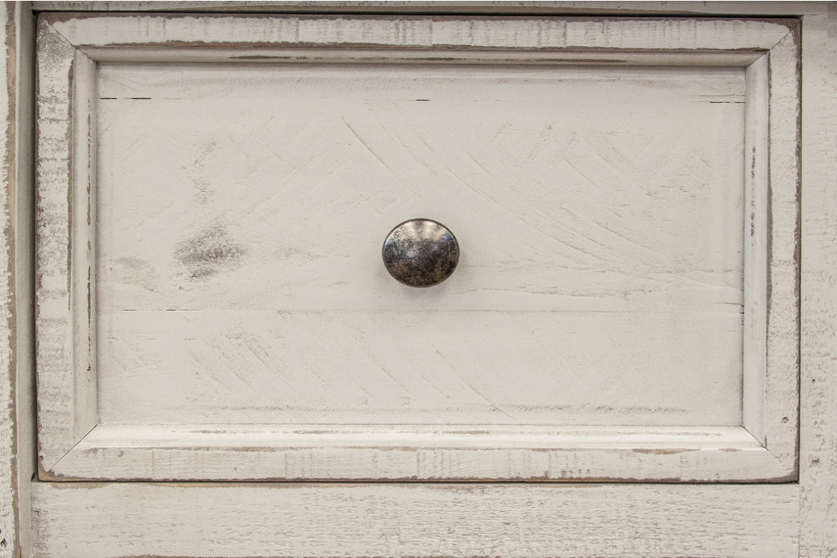 5 Drawer 1 Door Gentleman Chest - Antiqued Ivory & Weathered Gray