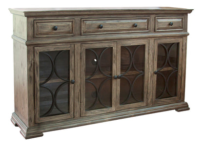 4 Glass Doors 3 Drawers Console - Sand