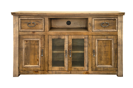 2 Drawer 4 Doors 60" TV Stand - Two Tone Light Brown