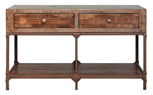 2 Drawer Sofa Table - Brown & Golden Undertones