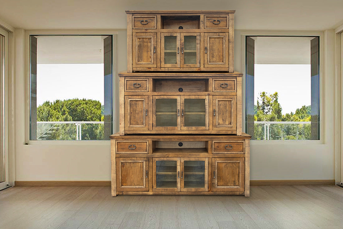 2 Drawer 4 Doors 70" TV Stand - Two Tone Light Brown