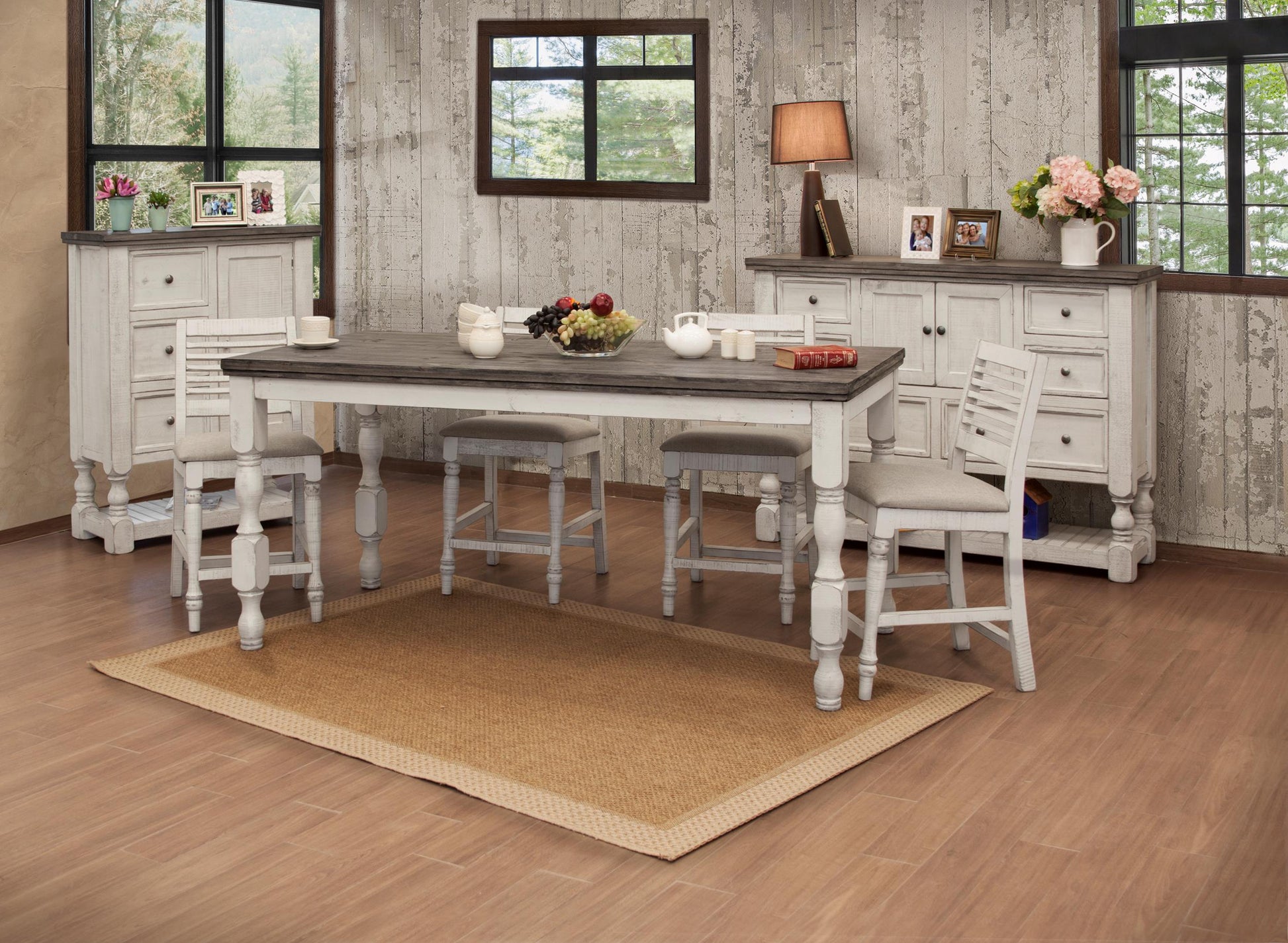 Turned Legs 24" Barstool - Antiqued Ivory