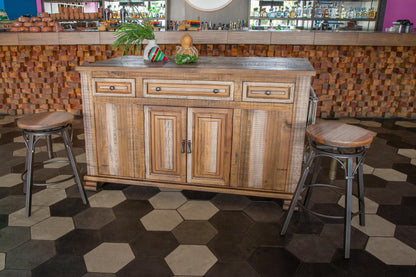3 Drawer 6 Doors Kitchen Island - Two Tone Light Brown