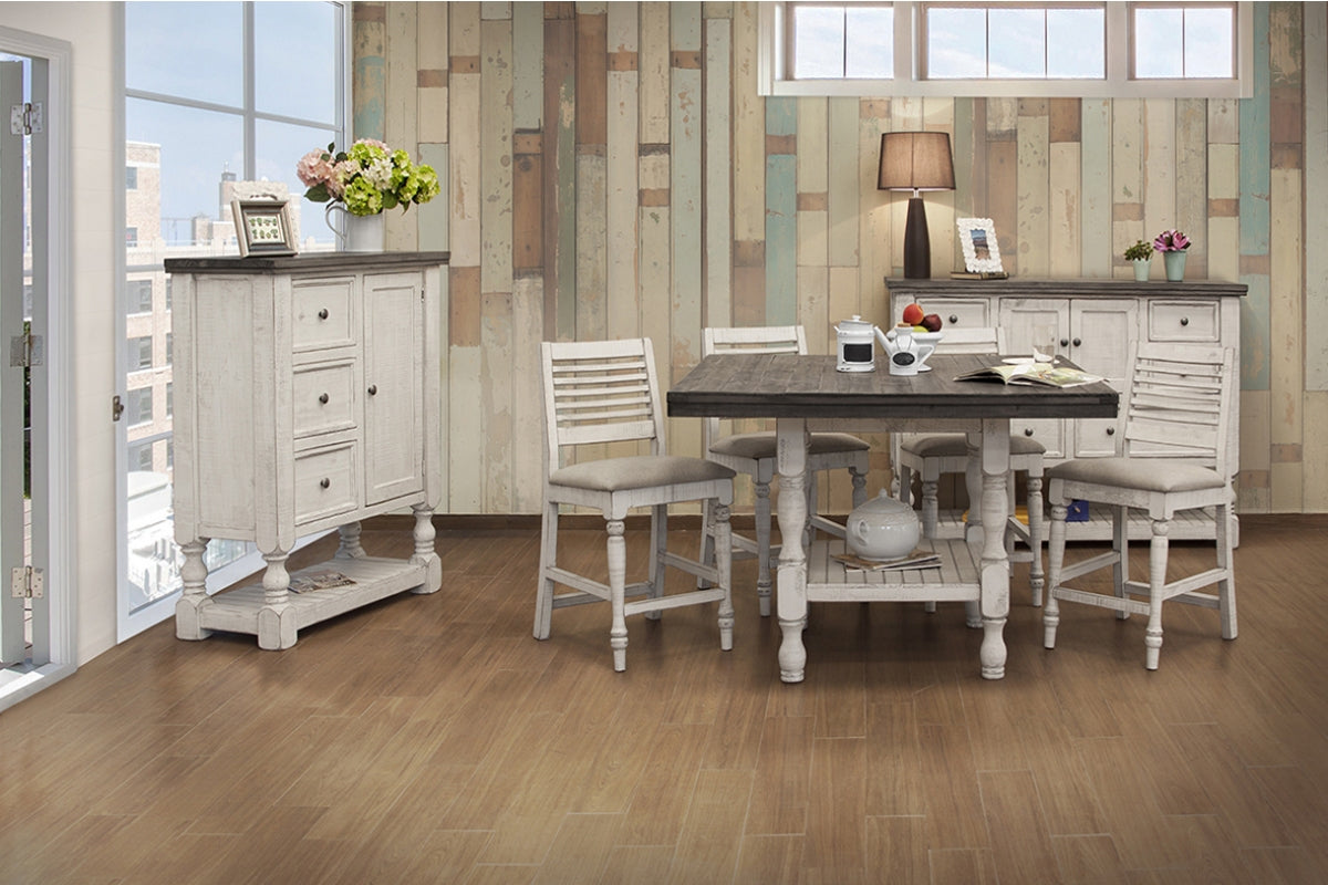 Turned Legs 24" Barstool - Antiqued Ivory