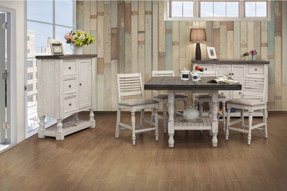 Turned Legs 24" Barstool - Antiqued Ivory