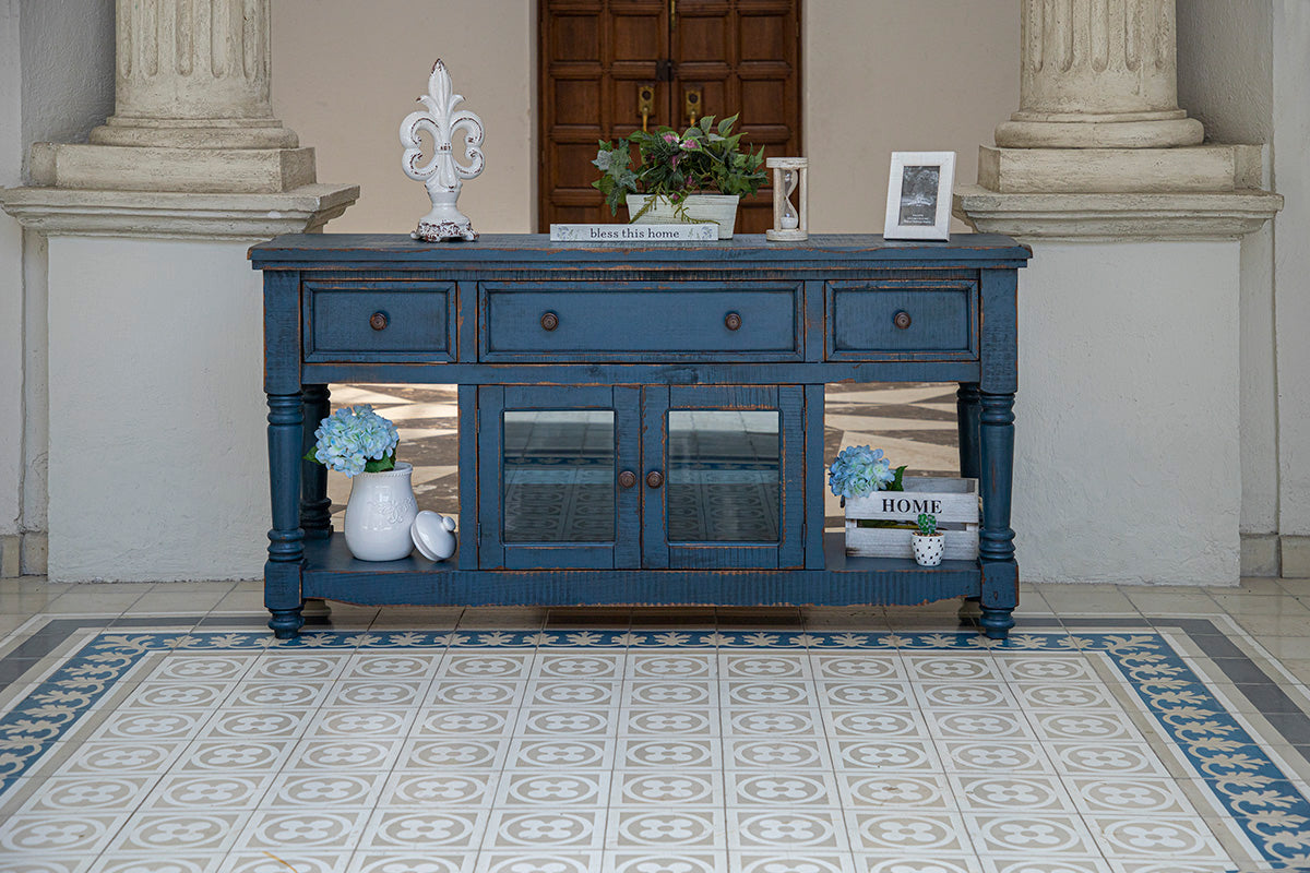 3 Drawer 2 Doors 70" TV Stand - Dark Blue