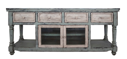 4 Drawer 2 Doors 70" TV Stand - Sky Blue