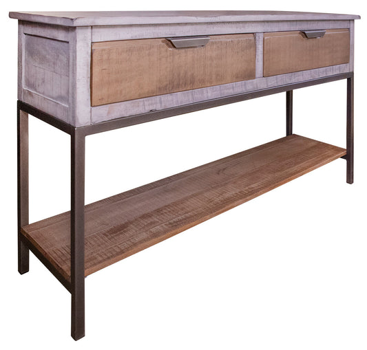 2 Drawer Sofa Table - Honey Brown & Light Gray