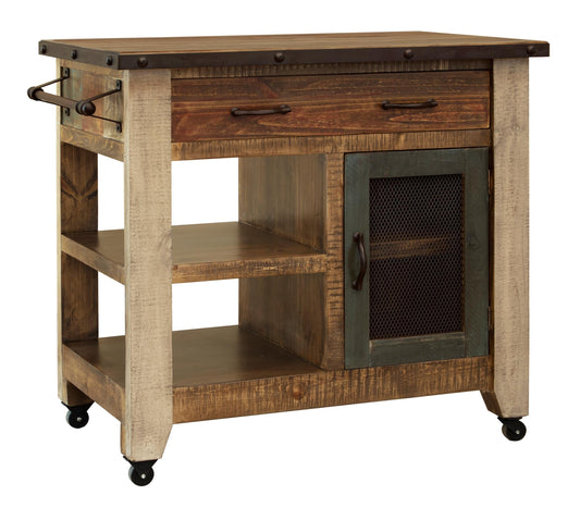 1 Drawer, 1 Mesh Door Kitchen Island - Multicolor