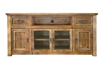 2 Drawer 4 Doors 70" TV Stand - Two Tone Light Brown