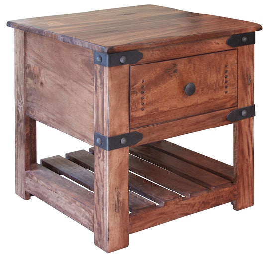 1 Drawer End Table - Cinnamon Brown