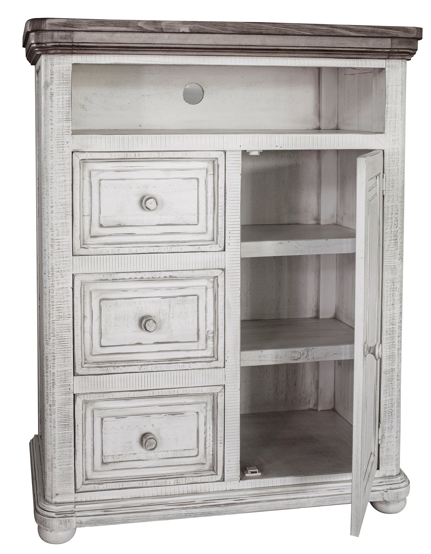 3 Drawer, 1 Door Great Chest for TV - Off-White & Gray