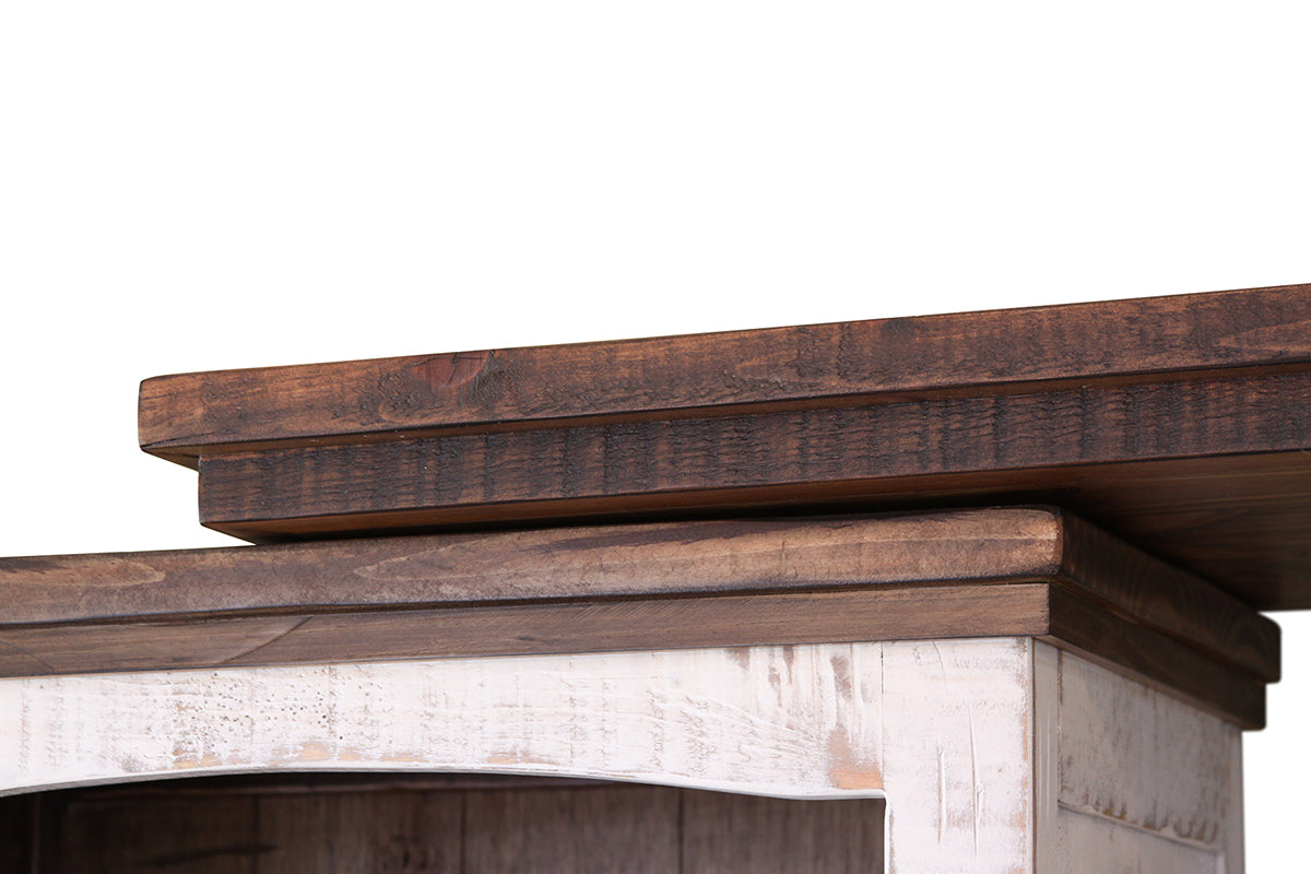 3 Shelves 2 Door Pier - Antiqued White & Brown