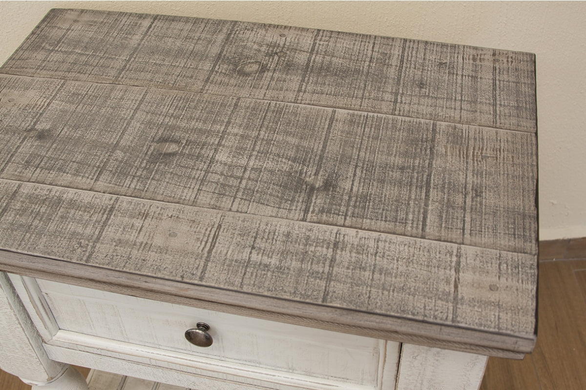 5 Drawer 1 Door Gentleman Chest - Antiqued Ivory & Weathered Gray