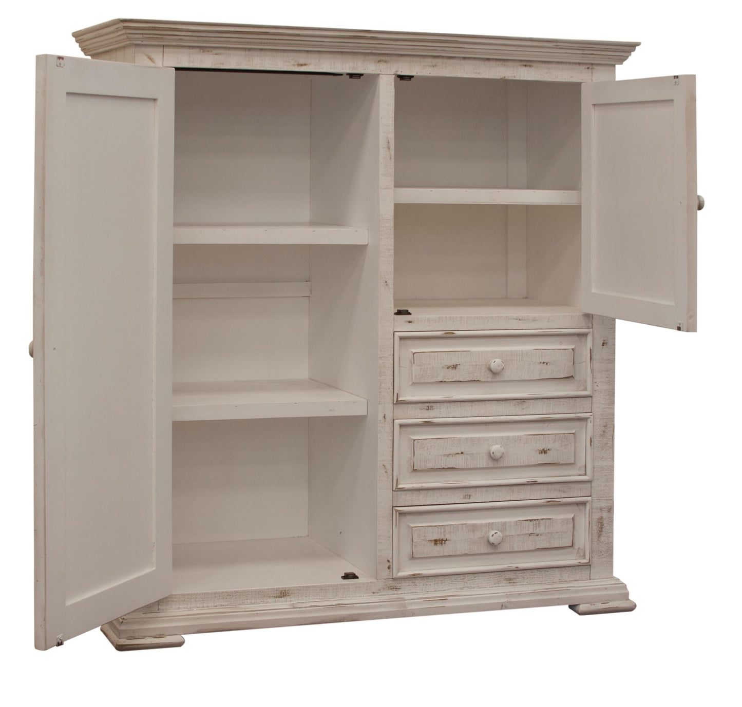 3 Drawer 2 Door Gentleman's Chest - Distressed White