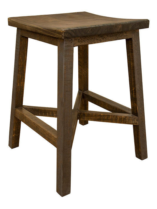 24" Wooden Stool - Two Tone Gray & Brown