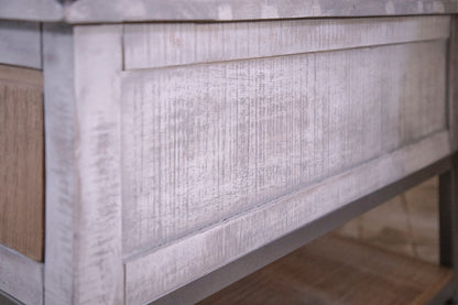 2 Drawer End Table - Honey Brown & Light Gray