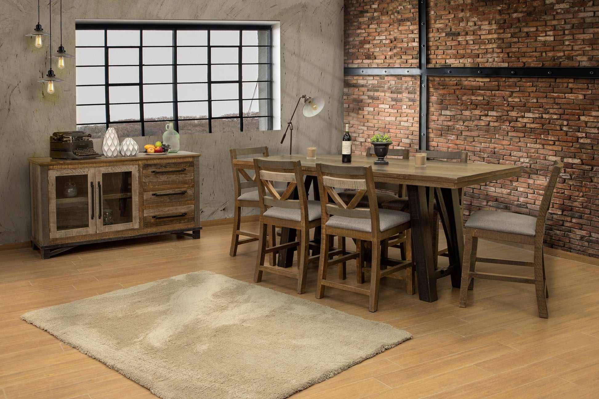 Upholstered Seat 24" Barstool - Two Tone Gray & Brown