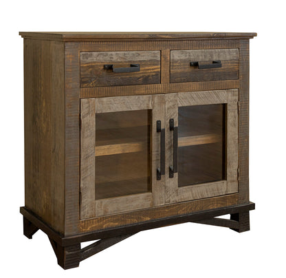 2 Drawer 2 Doors Server - Two Tone Gray & Brown