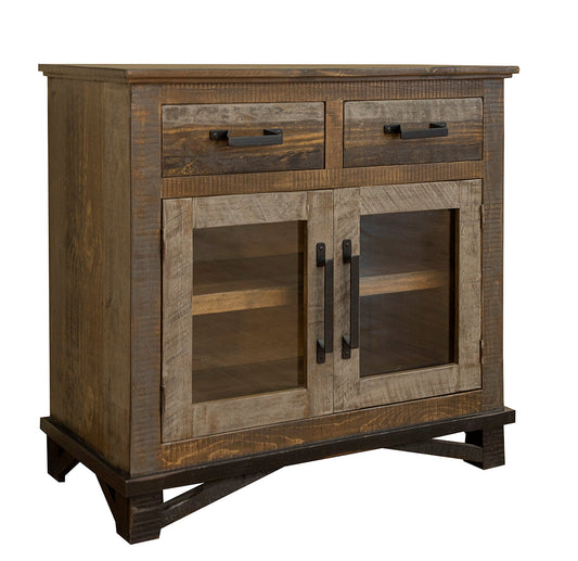 2 Drawer 2 Doors Server - Two Tone Gray & Brown