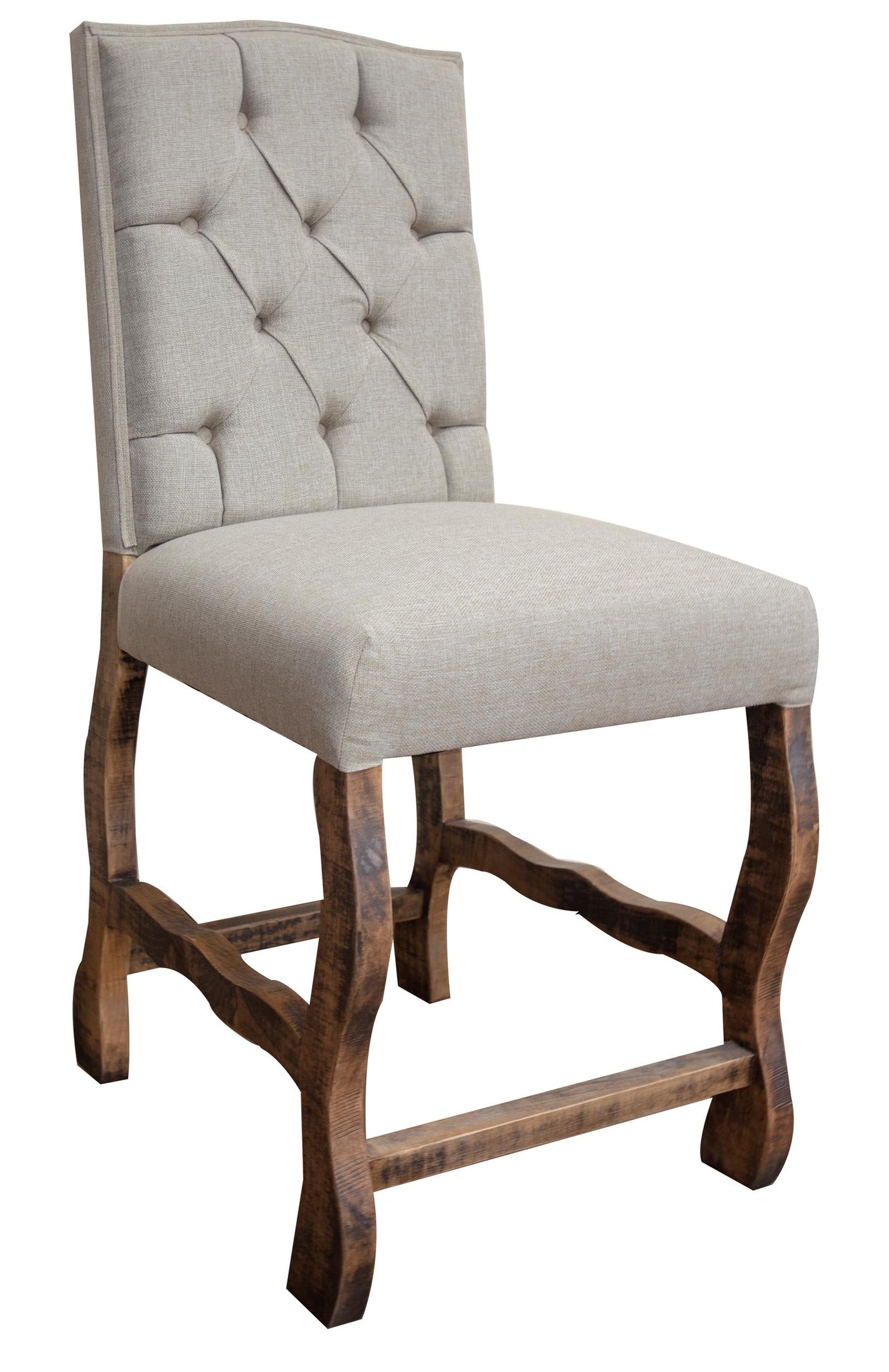Tufted Backrest 24" Upholstered Barstool - Two Tone Light Brown